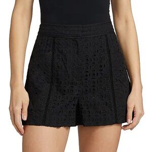 Veronica Beard Fabian Cotton Eyelet Shorts 100% Cotton Black Size 16
